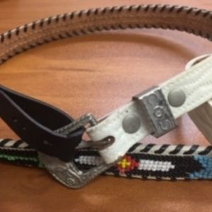 Ladies hand beaded and laced belts